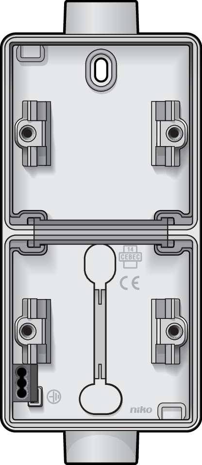 Niko 701-84211: Spuitwaterdichte dubbele verticale opbouwdoos met twee enkelvoudige M20-ingangen voor twee functies, wit - Image 2