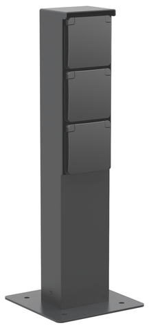 Spuitwaterdichte tuinpaal met drievoudig stopcontact, penaar