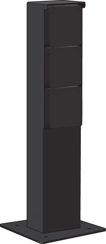 Niko 761-36735: Spuitwaterdichte tuinpaal met drievoudig stopcontact, penaarde en grondplaat, zwart - Image 2