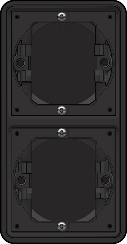 Niko 761-74000: Spuitwaterdichte tweevoudige verticale inbouwdoos voor twee functies, zwart - Image 2
