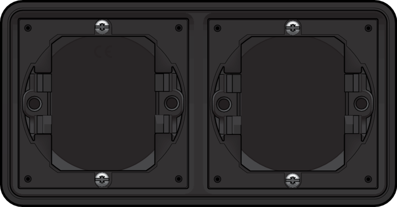 Niko 761-75000: Spuitwaterdichte tweevoudige horizontale inbouwdoos voor twee functies, zwart - Image 2