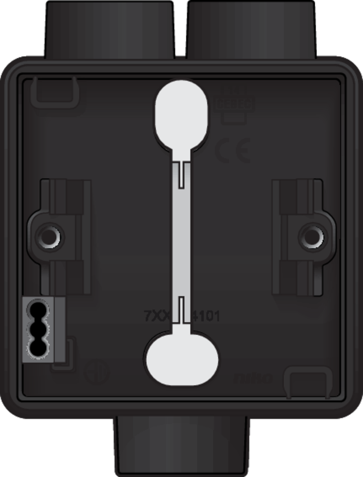 Niko 761-84112: Spuitwaterdichte enkelvoudige opbouwdoos met één tweevoudige M20-ingang én één enkelvoudige M20-ingang voor één functie, zwart - Image 2