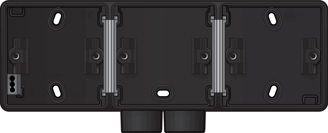 Niko 761-84902: Spuitwaterdichte drievoudige horizontale opbouwdoos met één tweevoudige M20-ingang voor drie functies, zwart - Image 2