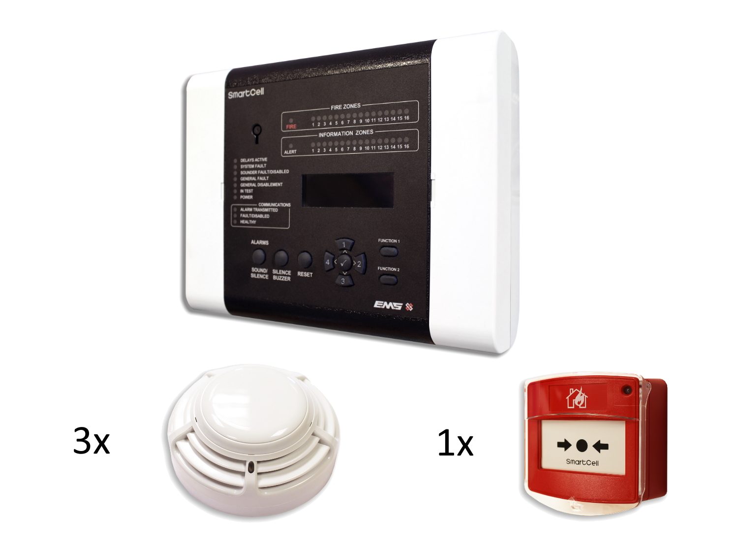 SMARTCELL KIT FR: SmartCell kit, 1x centrale, 3x detectoren en 1x drukknop (Franstalig) - SMARTCELLKITFR - 10000122.1