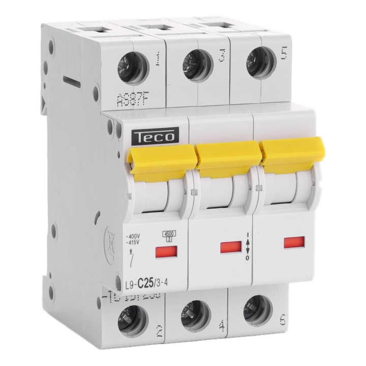 Automaat Teco 3P 25A 4,5kA Curve C