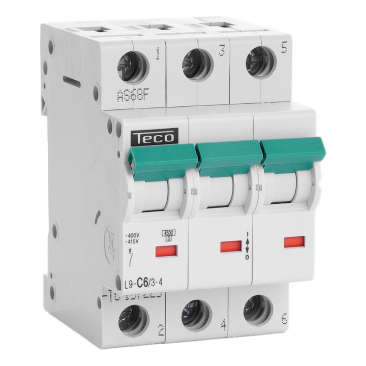 Automaat Teco 3P 6A 4,5kA Curve C