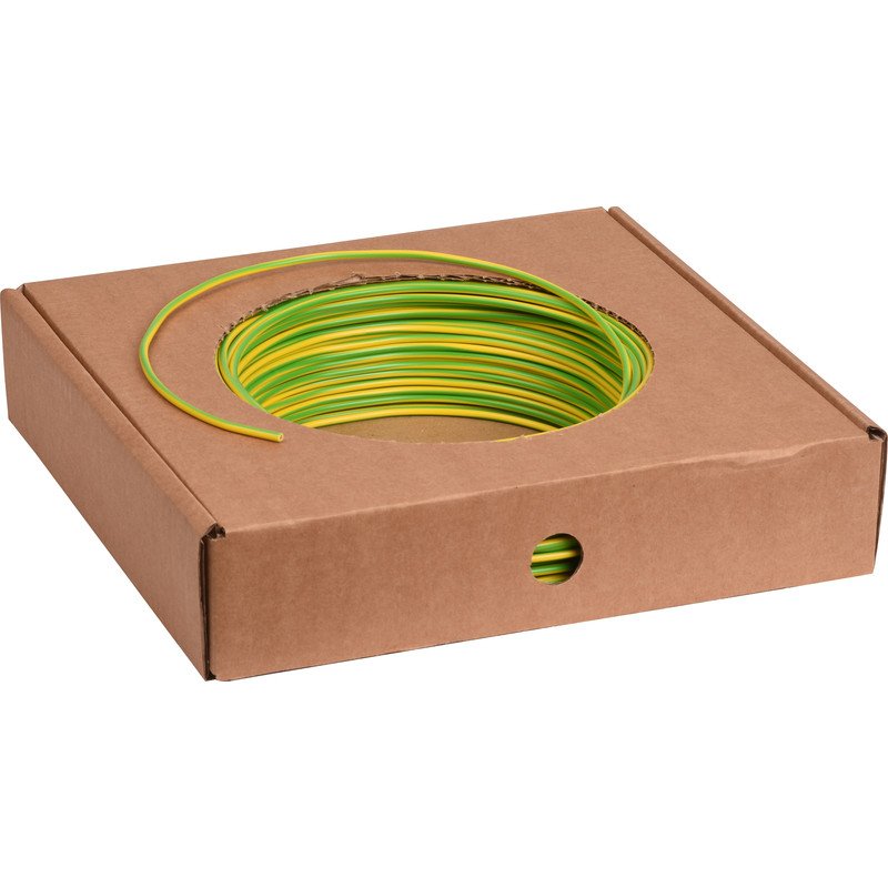 VOB 2,5mm² geel/groen – H07V-U 2,5mm² 750V Eca – 100m