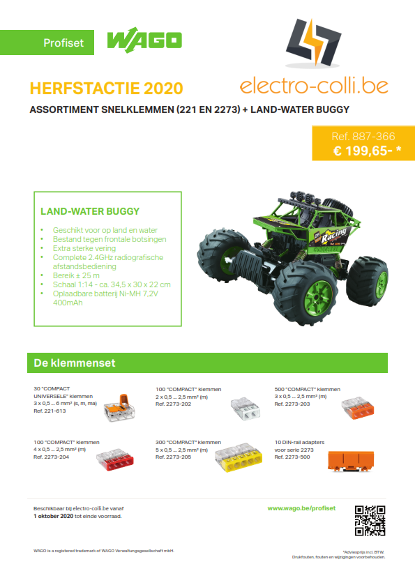 Wago 887-366: Wago Herfstactie 2020 – assortiment snelklemmen + hoogwaardige LAND-WATER BUGGY - WAGO887366